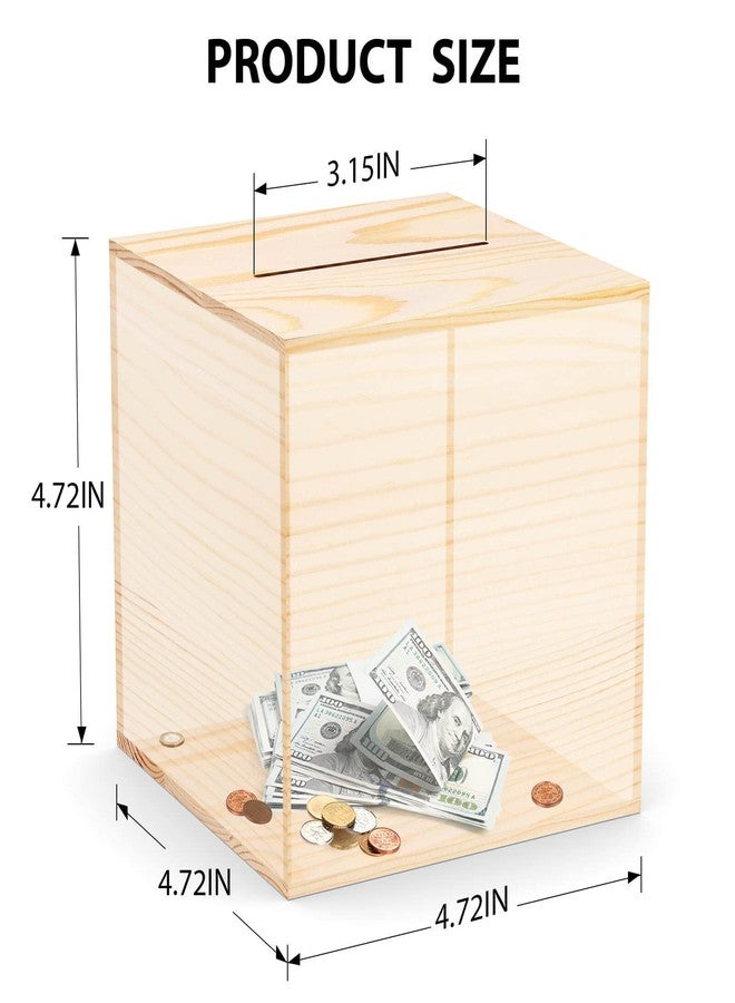 HCHANGEN Adults Piggy Bank Creative for Real-Money, Natural Wood Money Box, Can Only Save The Piggy Bank That Cannot be Taken Out (Natural, 4.72inches) - Image 2